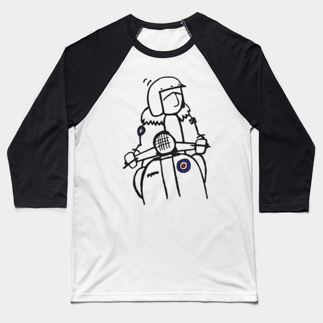 Retro Scooter, Classic Scooter, Scooterist, Scootering, Scooter Rider, Mod Art Baseball T-Shirt by Scooter Portraits